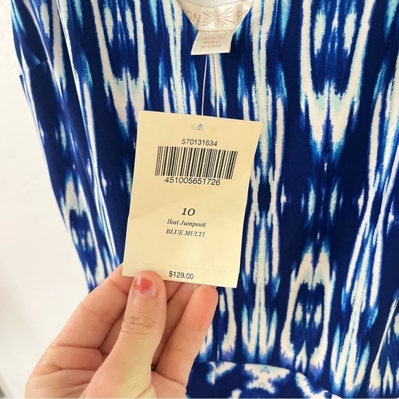 Boston Proper Blue White Tank Jumpsuit Jumper Playsuit Size 10 - Picture 6 of 13